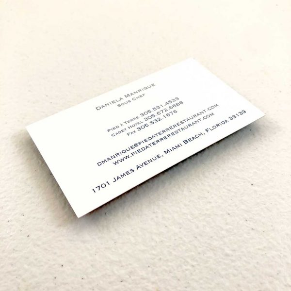 Linen business cards printing Chef
