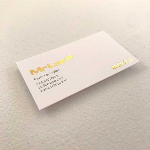 Silk Laminated Metallic Foil Business Cards printing Personal Stylist